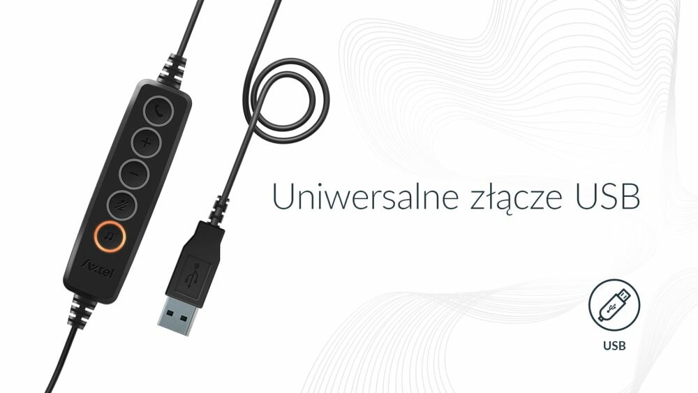 SŁUCHAWKI AXTEL VOICE UC40 DUO HD NC USB Z MIKROFONEM CZARNE Plug&Play, złącze USB