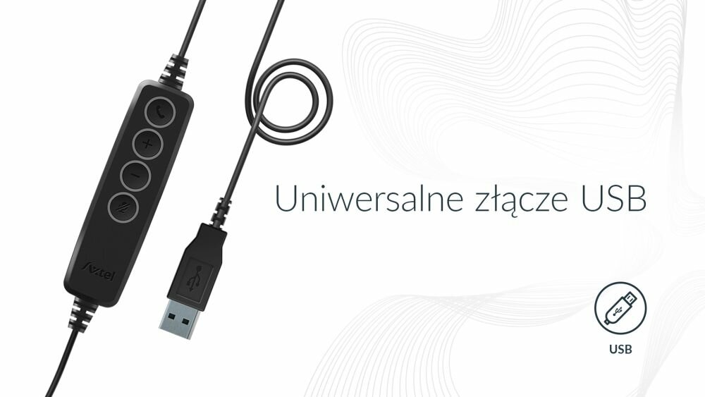 SŁUCHAWKI AXTEL VOICE UC28 DUO HD NC USB Z MIKROFONEM CZARNE złącze USB łatwe połączenie
