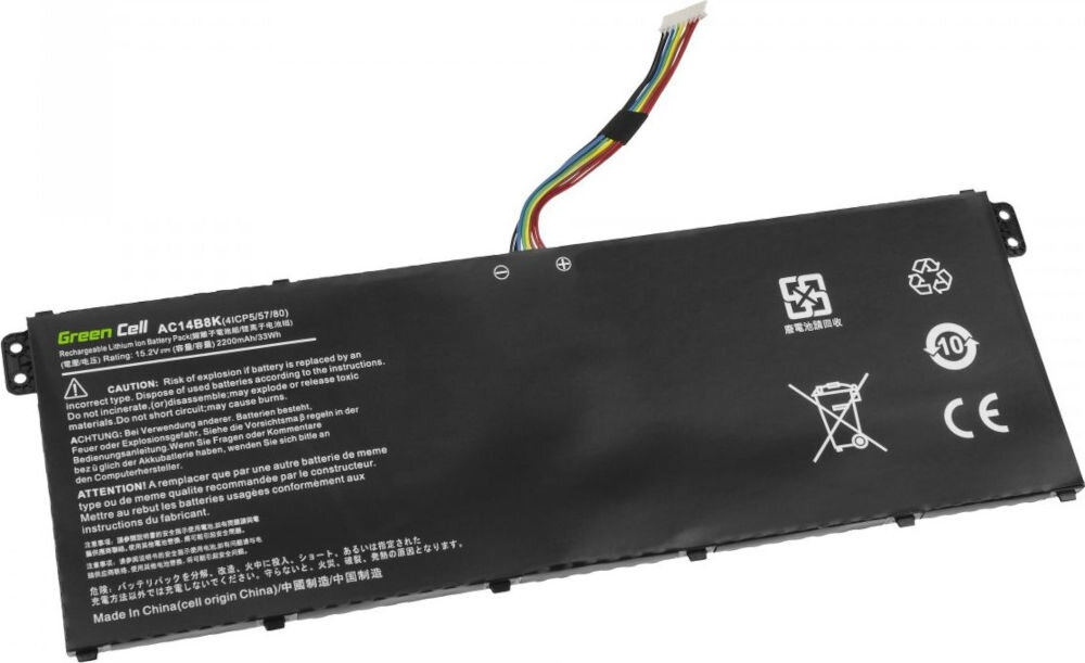 Bateria do laptopa GREENCELL AC72 2100 mAh zwiększ wydajność laptopa produkt na białym tle pod skosem