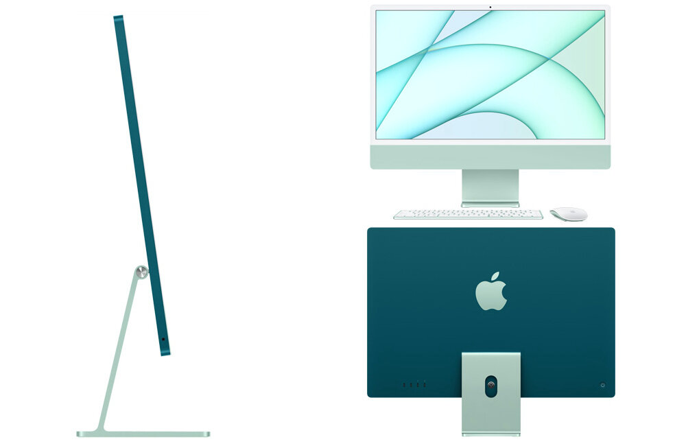 KOMPUTER AIO APPLE IMAC M1 8GB 256 GB GPU7 24 MACOS ZIELONY MJV83ZE A wyglad front bok tyl
