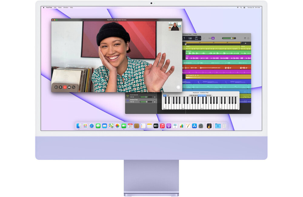 KOMPUTER AIO APPLE IMAC M1 8GB 256 GB GPU8 24 MACOS SREBRNY MGPC3ZE A czip m1 system big sur plynnosc cicha praca
