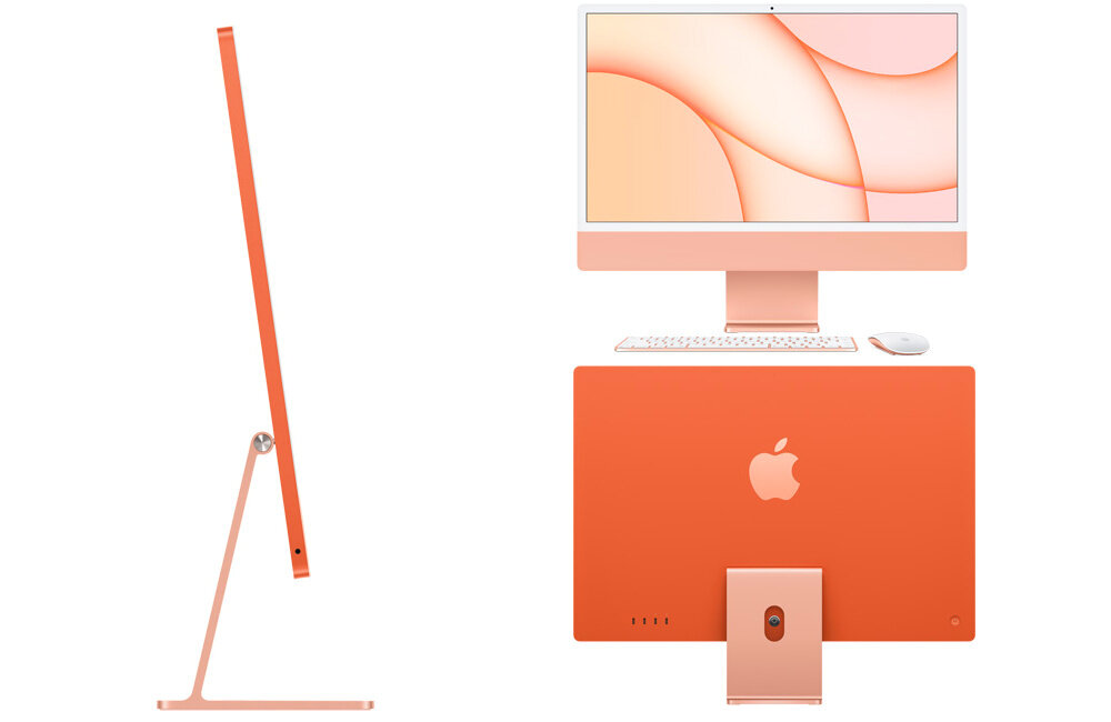 KOMPUTER AIO APPLE IMAC M1 8GB 512 GB GPU8 24 MACOS POMARANCZOWY wyglad front bok tyl