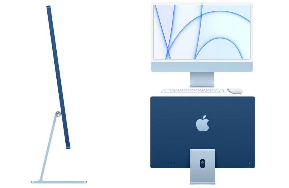 KOMPUTER AIO APPLE IMAC M1 8GB 512 GB GPU8 24 MACOS NIEBIESKI MGPL3ZE A wyglad front bok tyl