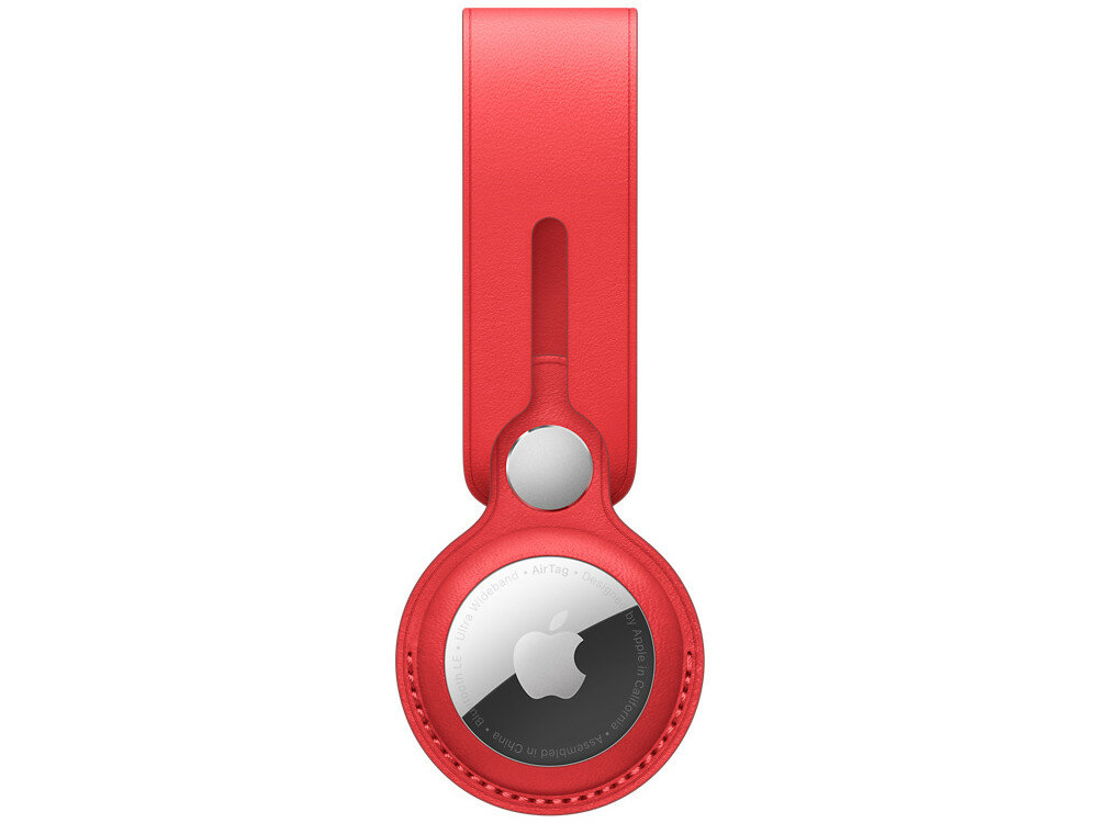 Pasek skórzany APPLE do AirTaga Czerwony skora garbowana miekka