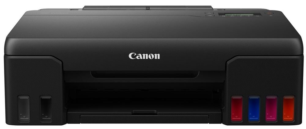 Drukarka CANON Pixma G540 MegaTank Druk w kolorze, Wi-Fi drukarka na białym tle od przodu wymiary ustawienie w ograniczonych przestrzeniach złącze