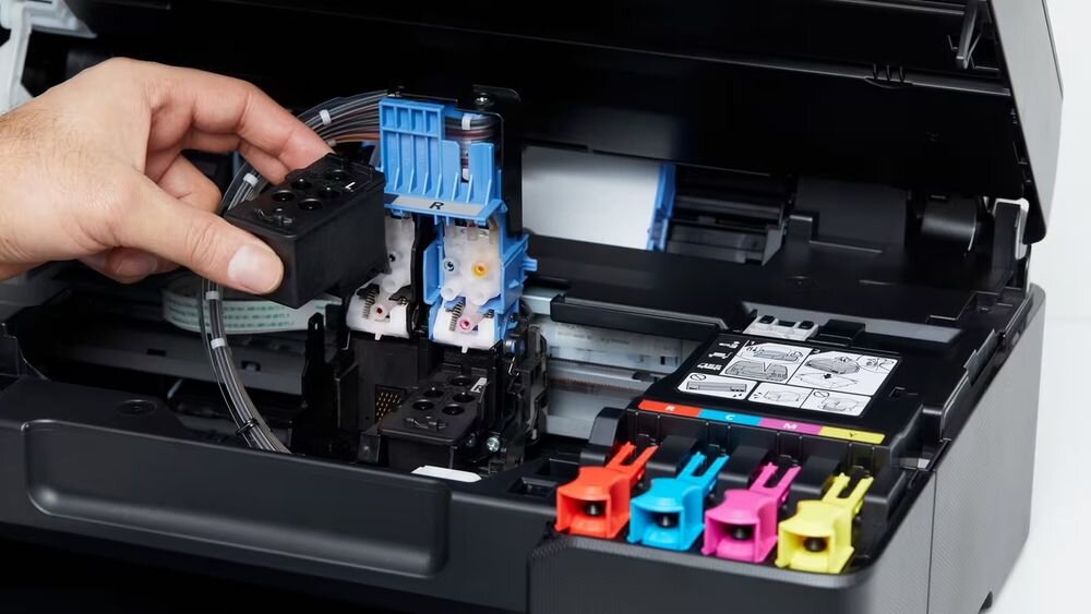 Drukarka CANON Pixma G540 MegaTank Druk w kolorze, Wi-Fi prezentacja samodzielnego serwisu drukarki samodzielny serwis wymiana skrócenie czasu ewentualnych przestojów płynność realizacji