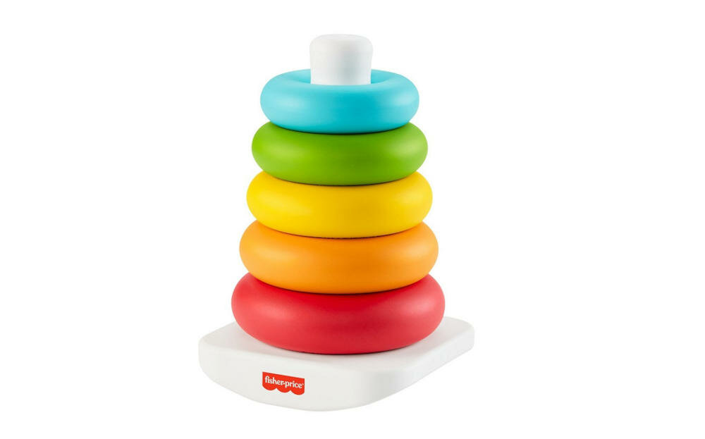 MATTEL-FISHER-PRICE-PIRAMIDKA-GRF11 piramida kółka podstawa rozbujanie rączka kolorowo układanie