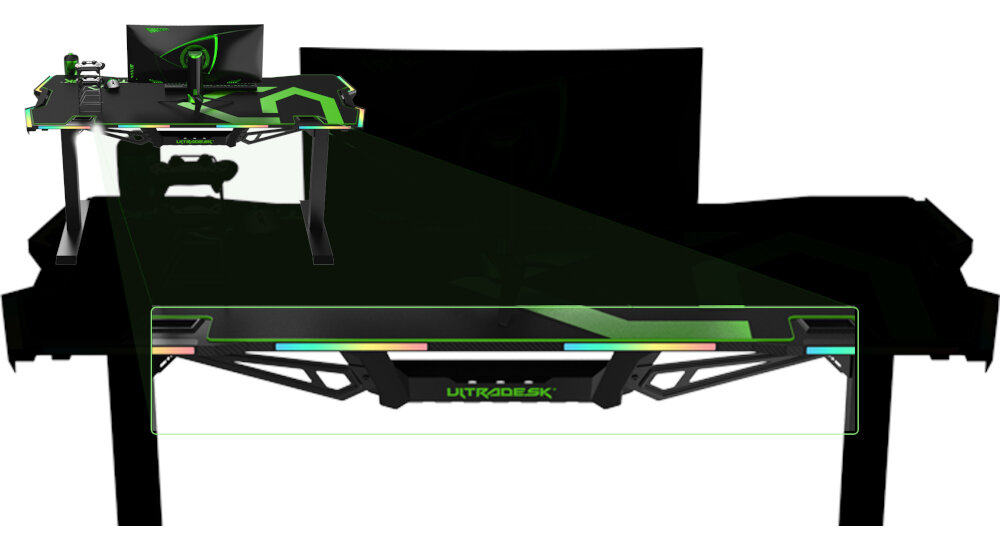 BIURKO ULTRADESK FORCE ZIELONY uchwyty pad słuchawki organizacja półka na listwy