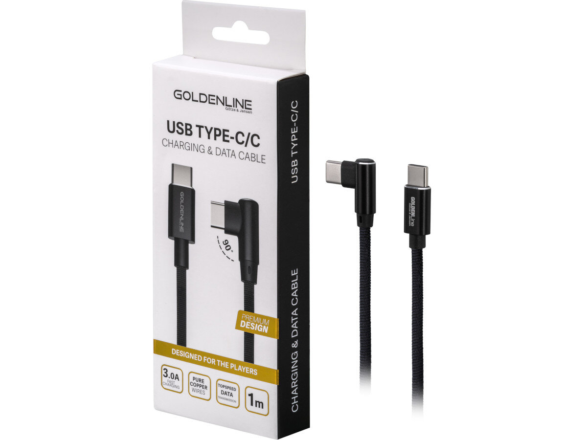 Kabel USB Typ C - USB Typ C katowy GOTZE & JENSEN Golden Line 1 m wyglad