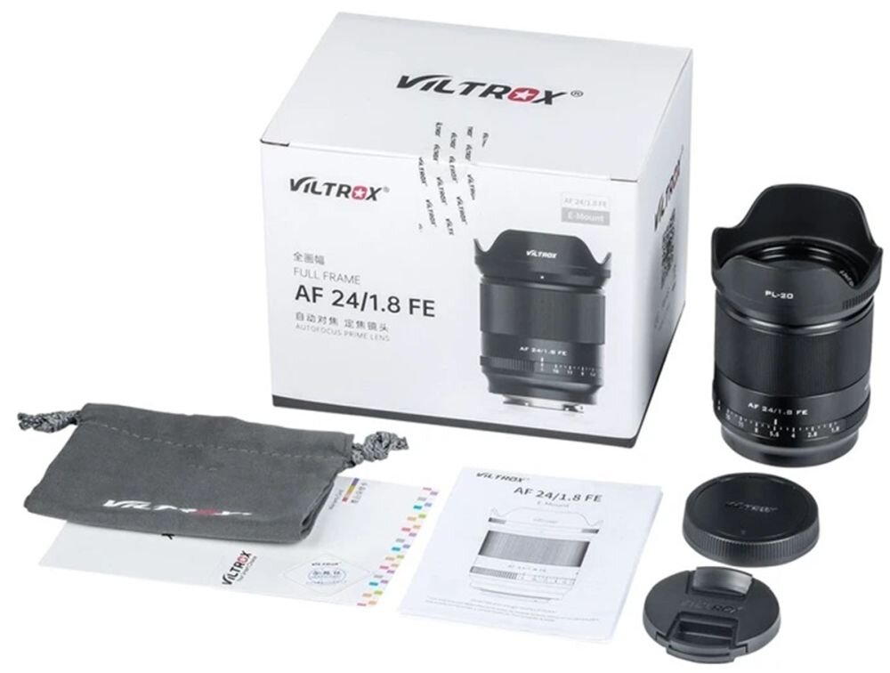 Obiektyw VILTROX AF 24mm f-1.8 FE Sony E ogniskowa przysłona ostrość pierścienie optyka soczewki powłoki montaż bagnet światło jasność zoom filtry waga