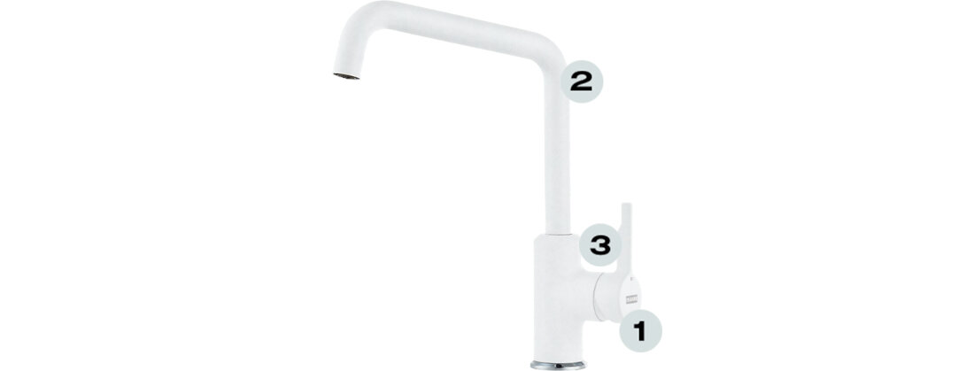 Bateria FRANKE Urban 115.0595.068 Biały polarny duży zasięg wylewki funkcjonalna mieszacz wykończenie styl