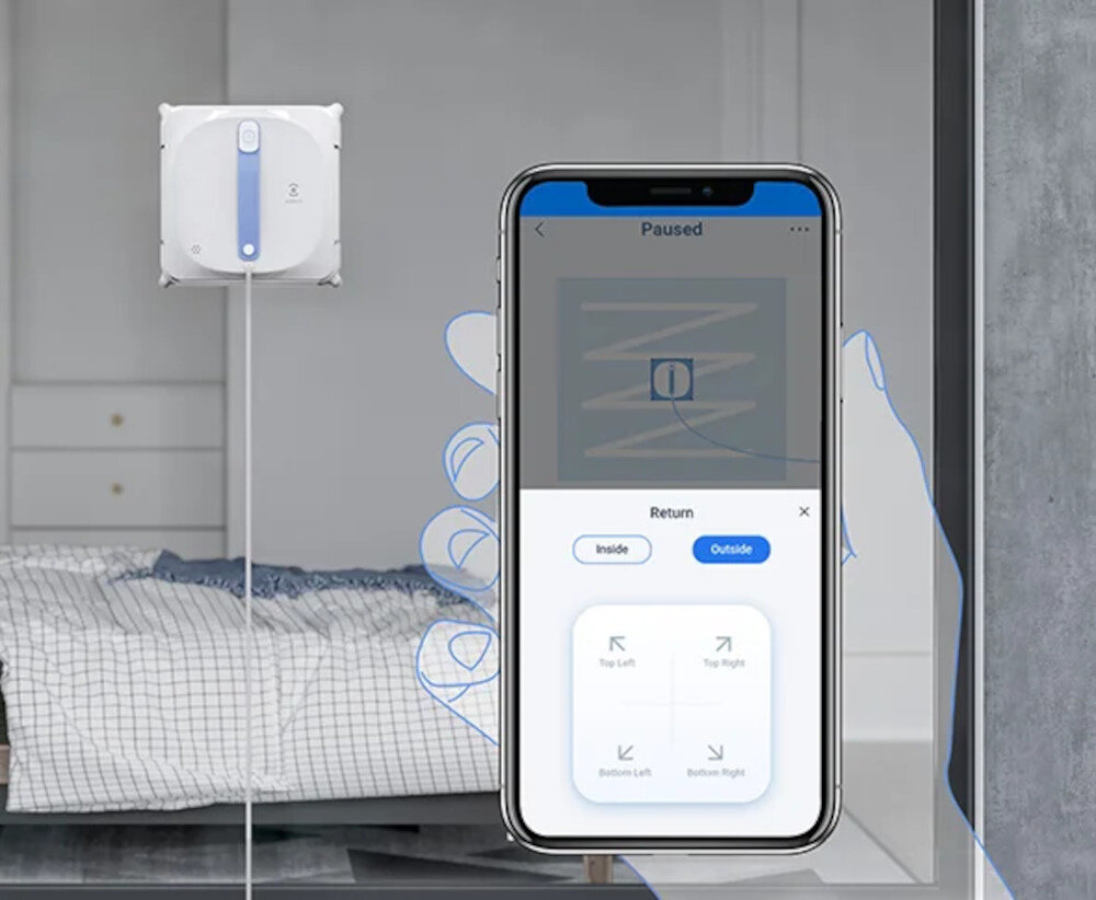 Robot do mycia okien ECOVACS Winbot 920 działanie praca sterowanie aplikacją