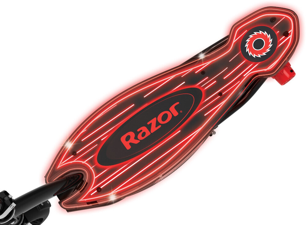 Hulajnoga elektryczna RAZOR Power Core E90 Glow Czarno-czerwony podest duży antypoślizgowy maksymalne obciążenie do 54 kg