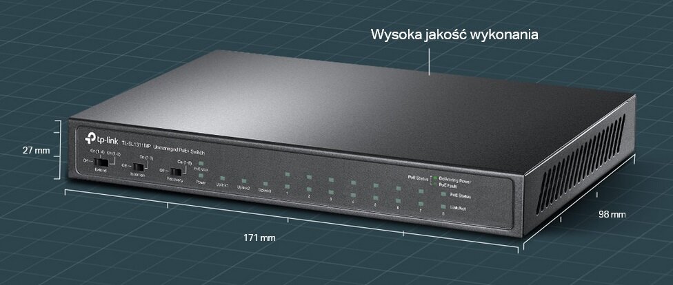 Switch TP-LINK TL-SL1311MP - metalowa obudowa