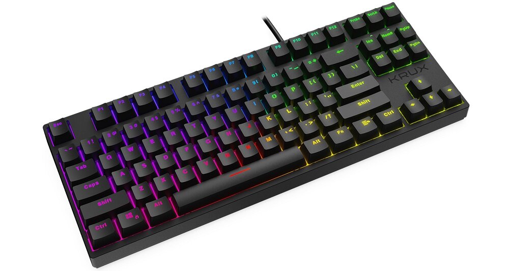 Klawiatura KRUX Atax Pro RGB Gateron Blue - pełna wygoda podczas gry standardowy układ klawiszy