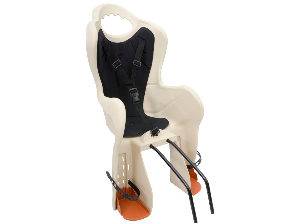 Fotelik rowerowy ELIBAS Cappuccino-czarny nie zawiera szkodliwych substancji dla dziecka i otoczenia certyfikat TÜV spełnia normy bezpieczeństwa EN 14344