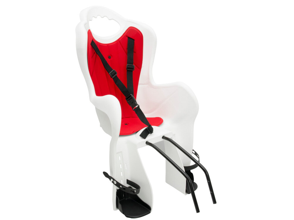 Fotelik rowerowy ELIBAS Biało-czerwony z wysokiej jakości tworzywa sztucznego łatwe w konserwacji niska waga 2 kg