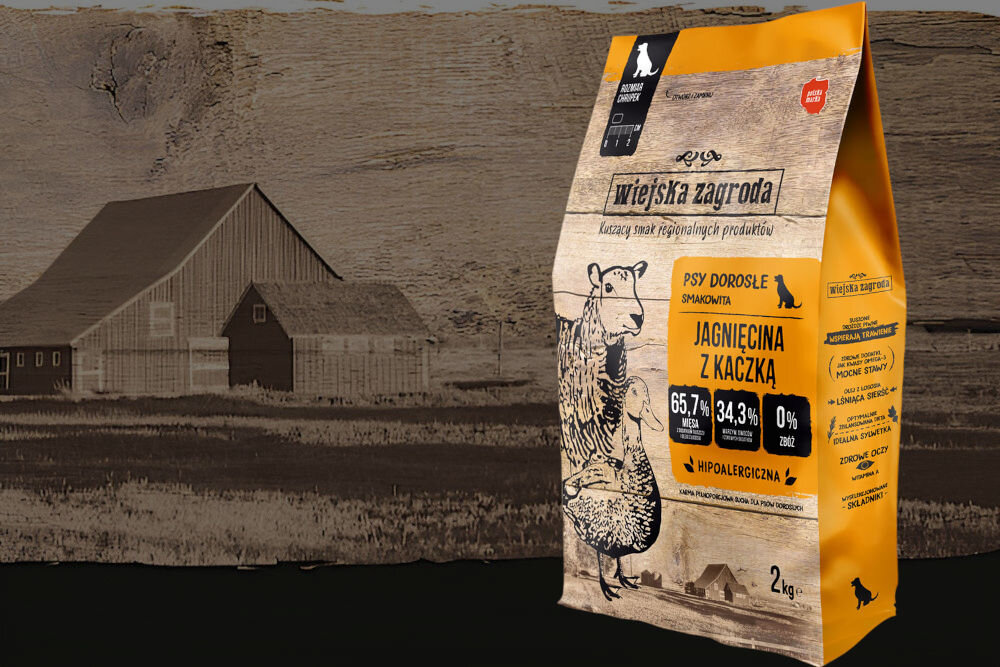 Karma dla psa WIEJSKA ZAGRODA Jagnięcina z kaczką 2 kg naturalne składniki