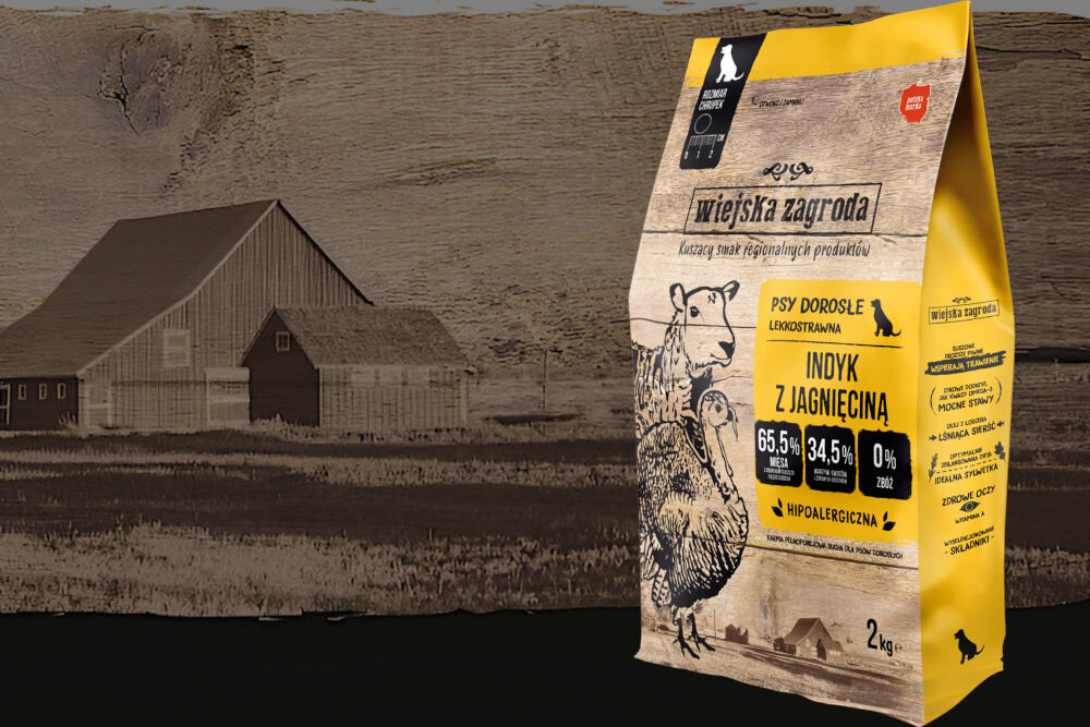 Karma dla psa WIEJSKA ZAGRODA Indyk z Jagnięciną 2 kg naturalne składniki