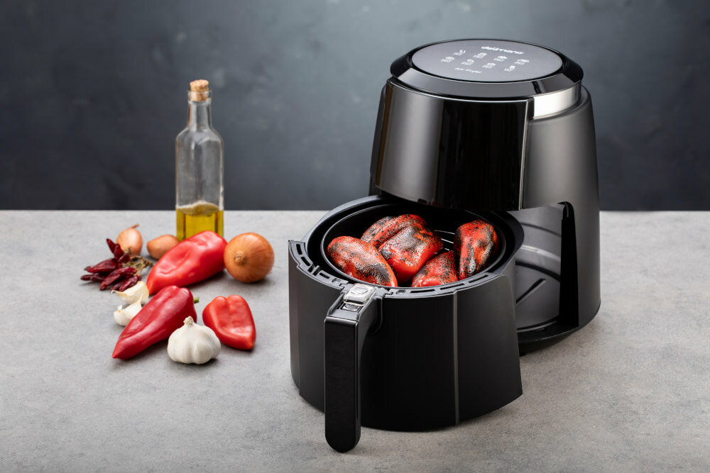 Frytkownica beztluszczowa DELIMANO Air Fryer Deluxe Noir 110069919 nawet 95% mniej tluszczu moc 1500 W 8 programow pojemnosc 3,5 l czytelny wyswietlacz cyfrowy