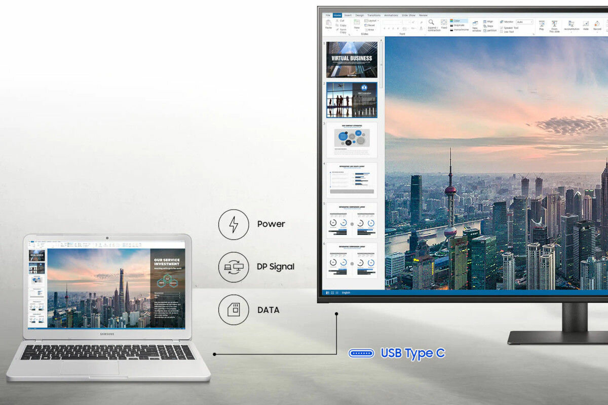 Monitor SAMSUNG Smart LS43AM700UU usb C pojedyncza architektura