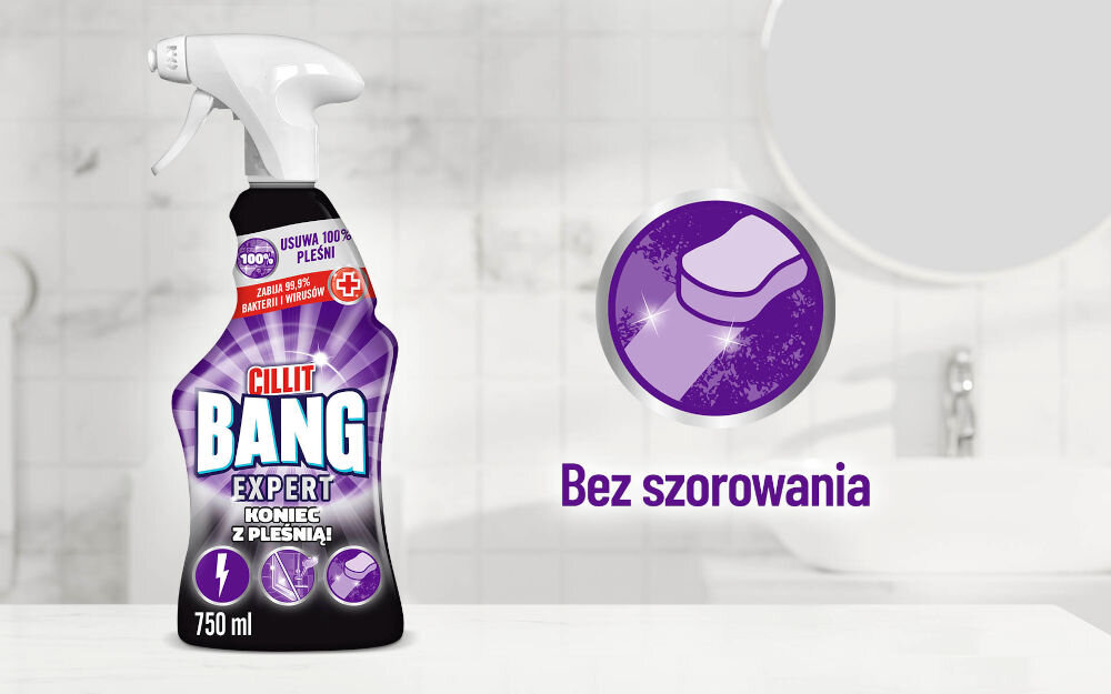 Płyn do czyszczenia łazienki CILLIT BANG Pleśń i czarne osady 750 ml zastosowanie