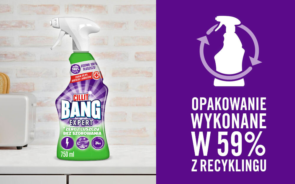 Płyn do czyszczenia kuchni CILLIT BANG Degreaser Without Scrubbing 750 ml recykling