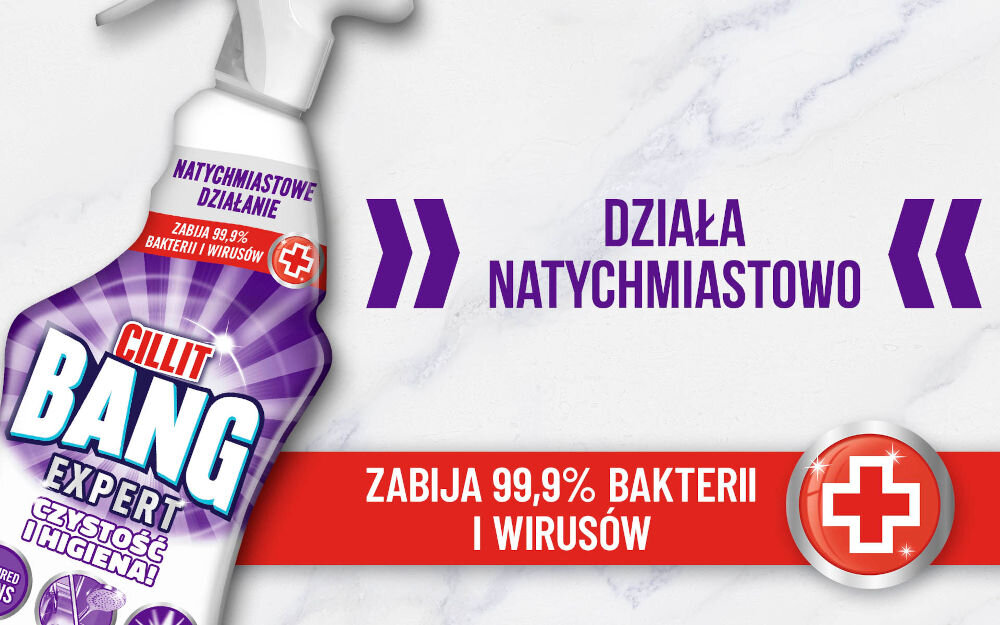 Płyn do czyszczenia łazienki CILLIT BANG Wybielanie i higiena 750 ml bez wirusów i bakterii