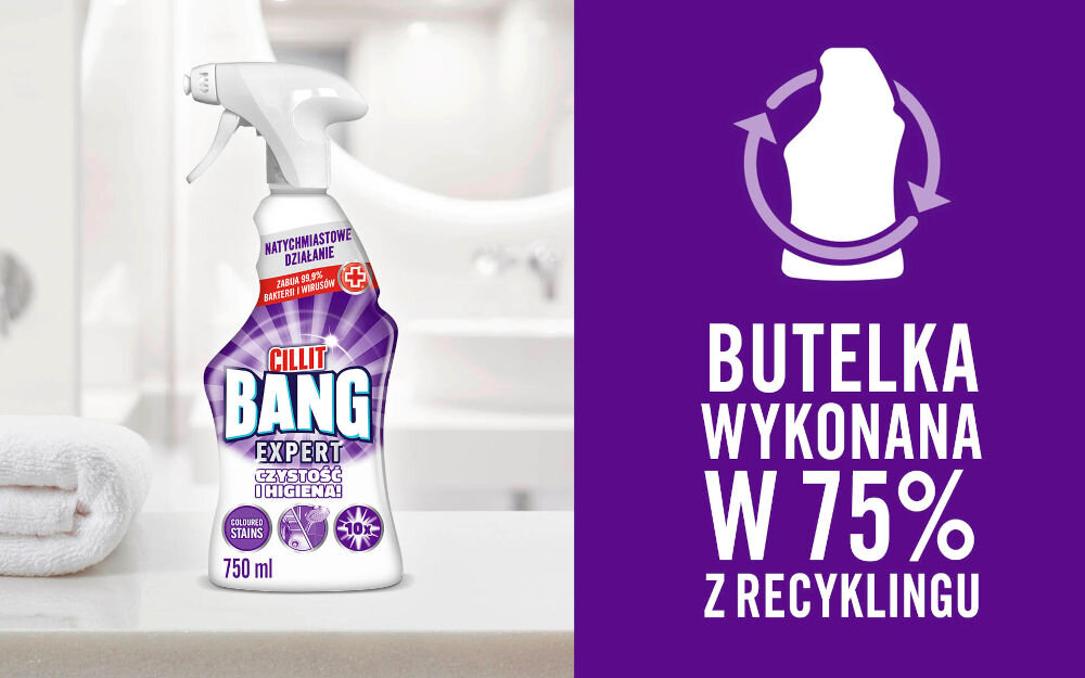 Płyn do czyszczenia łazienki CILLIT BANG Wybielanie i higiena 750 ml recykling