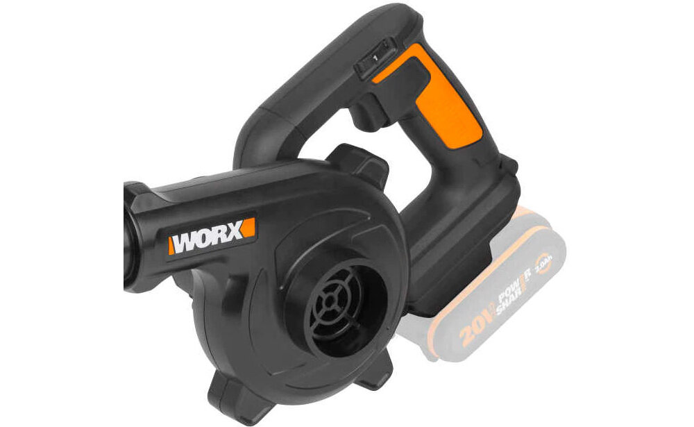 Dmuchawa akumulatorowa WORX WX094.9 miękki uchwyt ergonomiczna forma doskonałe wyważenie lekka kompaktowa konstrukcja niska waga 1,7 kg