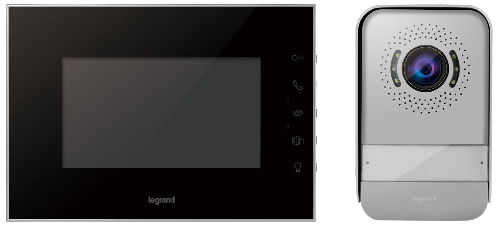 Wideodomofon LEGRAND 369220 Czarny urządzenie kontrolujące strefy wejścia wysoki poziom bezpieczeństwa zestaw jednorodzinny z możliwością rozszerzenia na 2 rodziny
