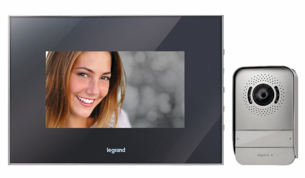 Wideodomofon LEGRAND 369220 Czarny komunikacja z osobą odwiedzającą dom podgląd otoczenia sterowanie ryglem