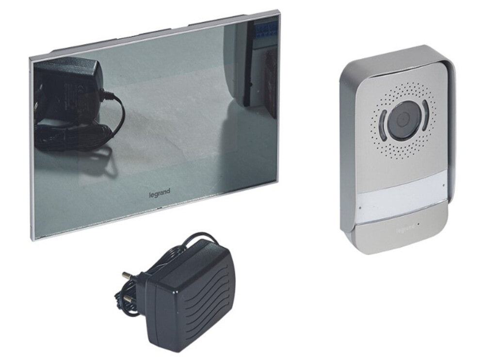 Wideodomofon LEGRAND 369220 Czarny kaseta zewnętrzna monitor do wideodomofonu 369225 zasilacz akcesoria do przedłużania przewodu zasilającego akcesoria montażowe instrukcja obsługi w języku polskim karta gwarancyjna