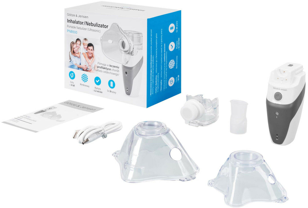 Inhalator GÖTZE & JENSEN PNB500 zawartosc zestawu
