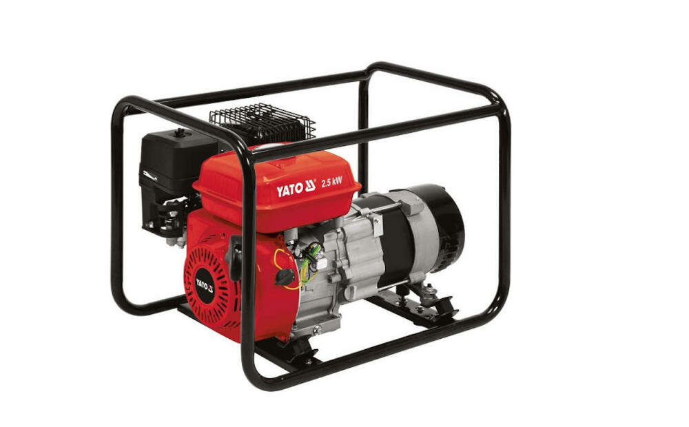 YATO agregat prądotwórczy niezbędne urządzenie zasilanie elektryczne zbiornik paliwo praca stabilizacja napięcie zabezpieczenie zasilanie moc silnik gniazdo system rozruchowy