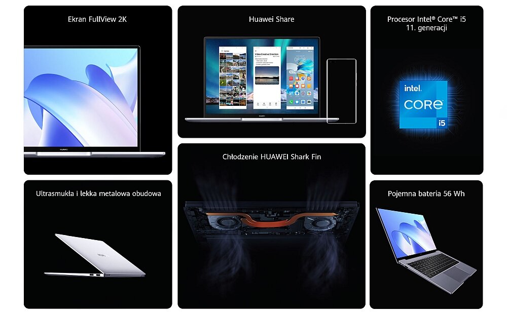 laptop HUAWEI MateBook 14 ekran procesor klawiatura pamięć rozdzielczość pojemność bateria ram porty łączność