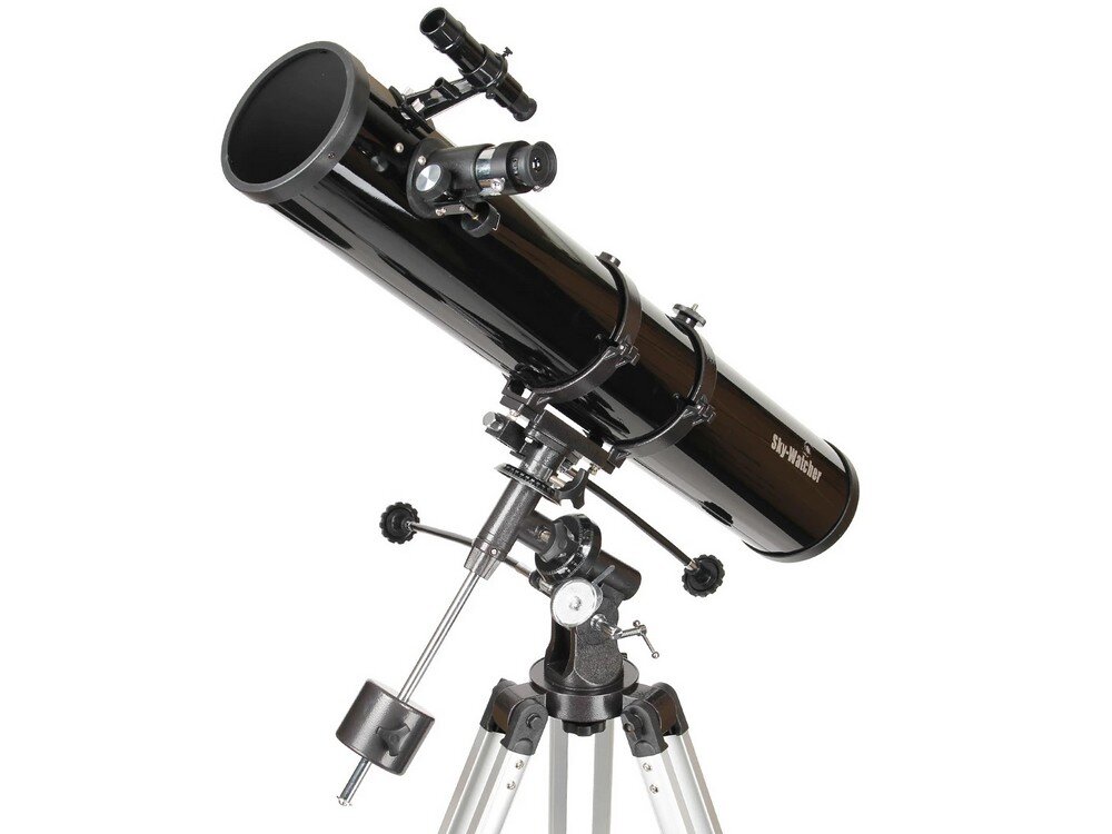 Teleskop Sky-Watcher BK 1149 EQ2 z boku na statywie Wyciąg okularowy 1,25” możliwość stosowania wielu okularów i filtrów