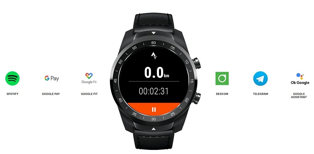 Smartwatch TICWATCH Pro S 2021 ekran bateria sport czujniki tlen krew puls zdrowie pasek smartfon
