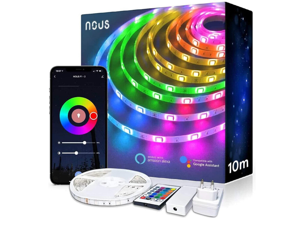 Taśma LED NOUS F2 10m Wi-Fi do powierzchni wewnętrznych w pełni elastyczna kształtowanie i zaginanie w dowolny sposób