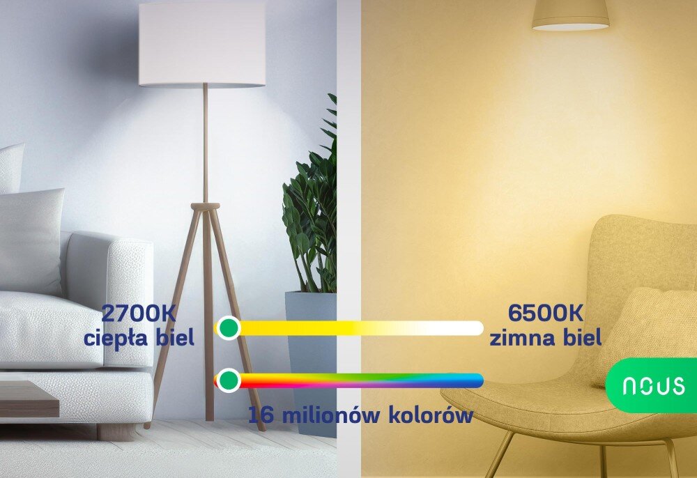 Inteligentna żarówka LED NOUS P3 9W E27 Wi-Fi temperatura barwa działanie