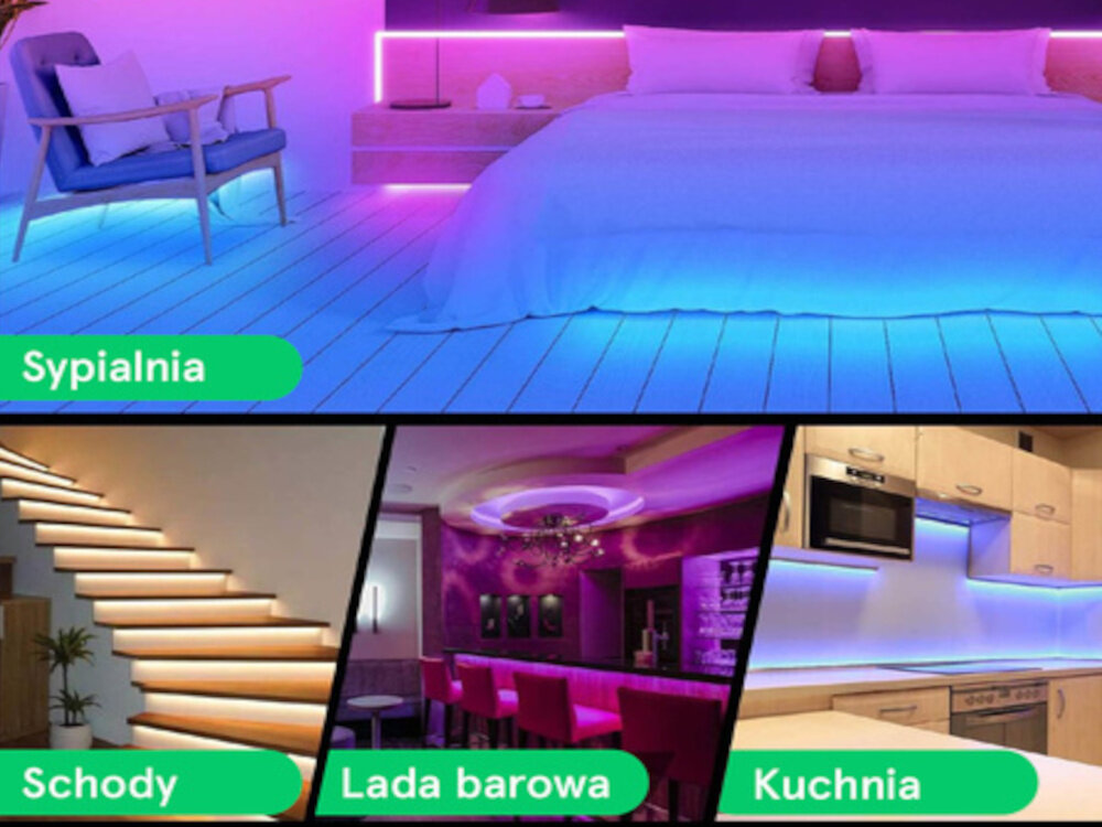 Taśma LED NOUS F1 5 m Wi-Fi aplikacja TUYA sterowanie funkcjami barwa światła ściemnianie zmiana koloru scen RGB połączenie Wi-Fi możliwość kontrolowania światłem w dowolnym miejscu na świecie automatyczne włączenia wyłączenie