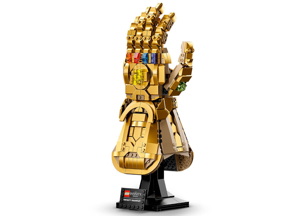 LEGO Marvel Rękawica Nieskończoności 76191 około 31 cm wysokości 13 cm szerokości 11 cm głębokości spektakularny hołd satysfakcjonujące wyzwanie konstrukcyjne