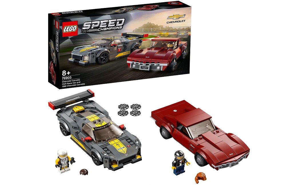 LEGO Speed Champions Samochód wyścigowy Chevrolet Corvette C8 R i 1968 Chevrolet Corvette 76903 Od lat dla Was