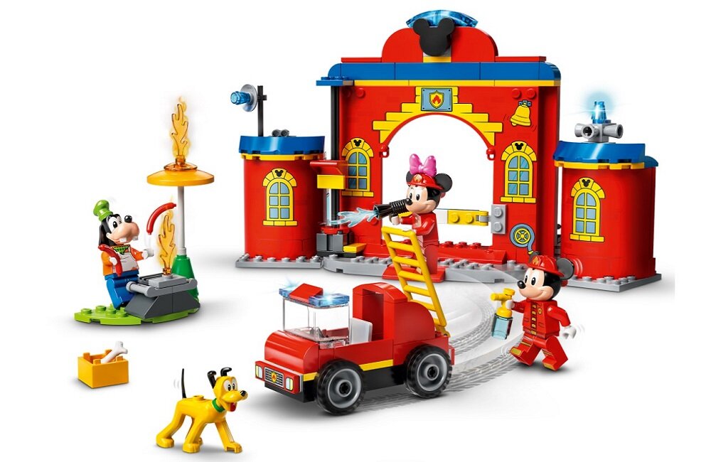 LEGO Disney Mickey and Friends Remiza i wóz strażacki Myszki Miki i przyjaciół 10776 Pomoc w rozwoju życiowych umiejętności