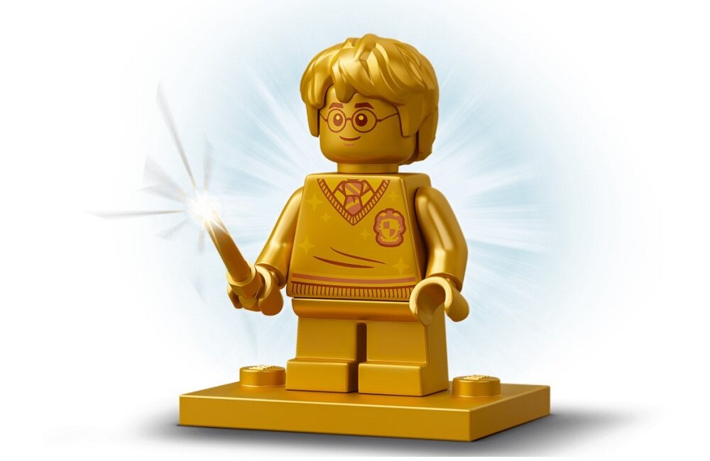 LEGO Harry Potter Hogwart pomyłka z eliksirem wielosokowym 76386 Złota rocznicowa minifigurka Harryego Pottera
