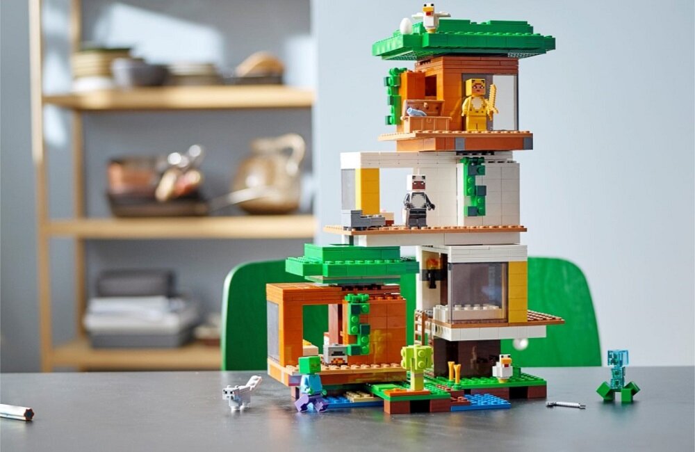 LEGO Minecraft Nowoczesny domek na drzewie 21174 Dla każdego na każdą okazję dla miłośnika modelarstwa w wieku od 9 lat