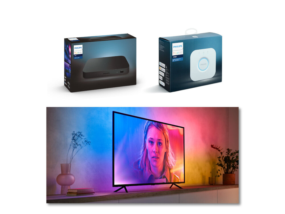 Taśma LED PHILIPS HUE Gradient 65 funkcja cieniowania barw Philips Hue Play HDMI sync box aplikacja mobilna hue Sync mostek Hue Bridge maksymalnie 50 punktów świetlnych aplikacja Hue