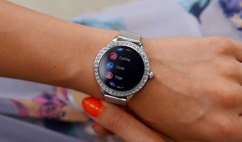 Smartwatch GARETT Women Victoria    ekran bateria pasek wykonanie odporność funkcje monitoring pomiar aplikacja łączność odbieranie dzwonienie 