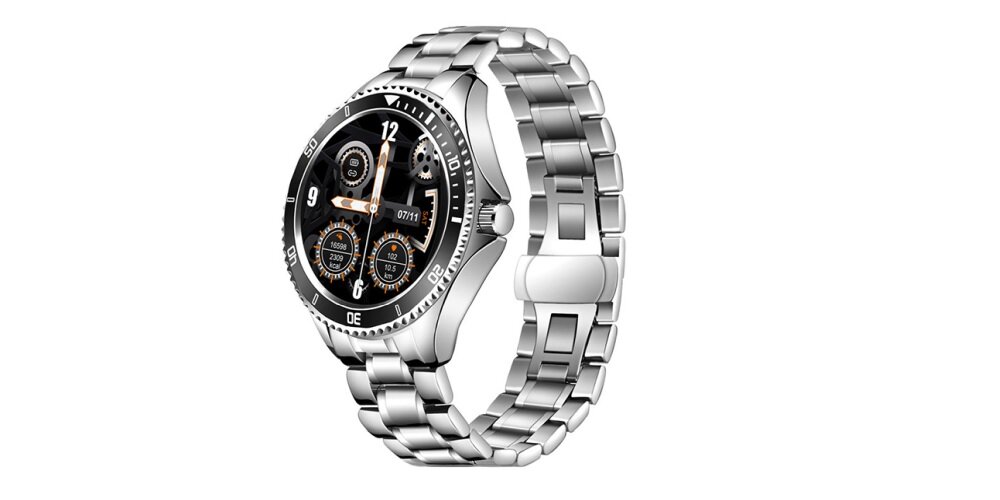 SMARTWATCH GARETT MEN 4S SREBRNO-CZARNY STALOWY wygląd kolor design