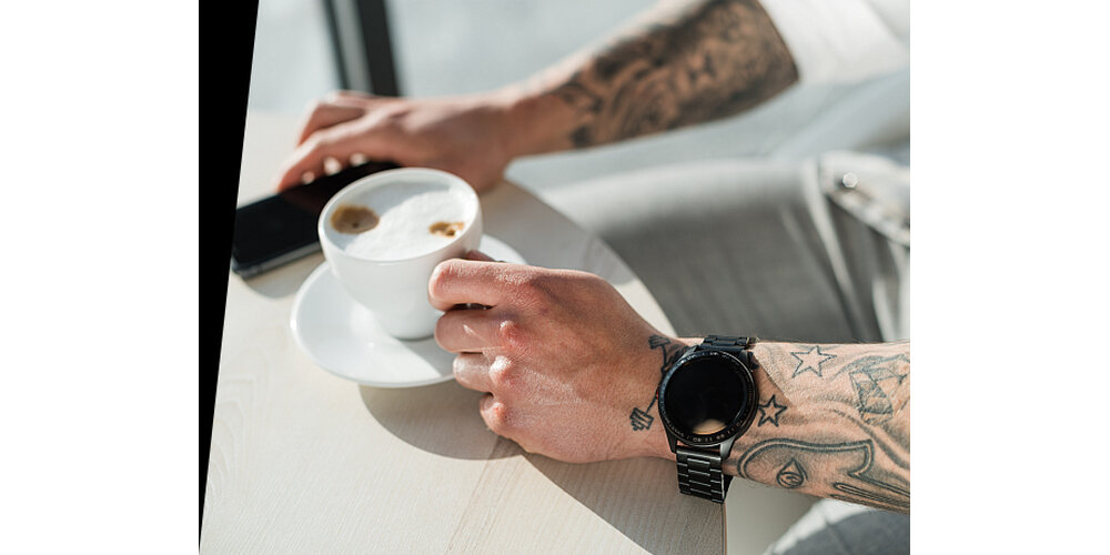 SMARTWATCH GARETT MEN 4S SREBRNO-CZARNY STALOWY łączność system kompatybilność
